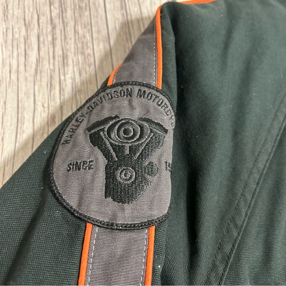 Harley Davidson Men’s M Black Shacket Button Up Canvas Motorcycle Pockets Jacket - Picture 3 of 12